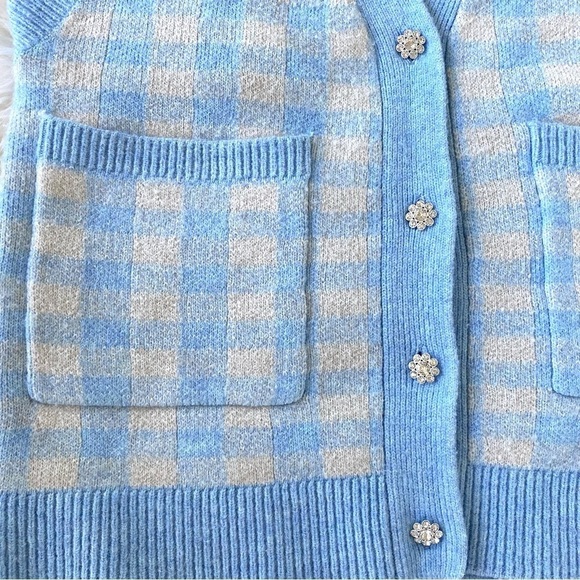 ZARA BLOGGER’S Favourite PLAID CHECK KNIT VEST With RHINESTONE BUTTONS S - Picture 15 of 16